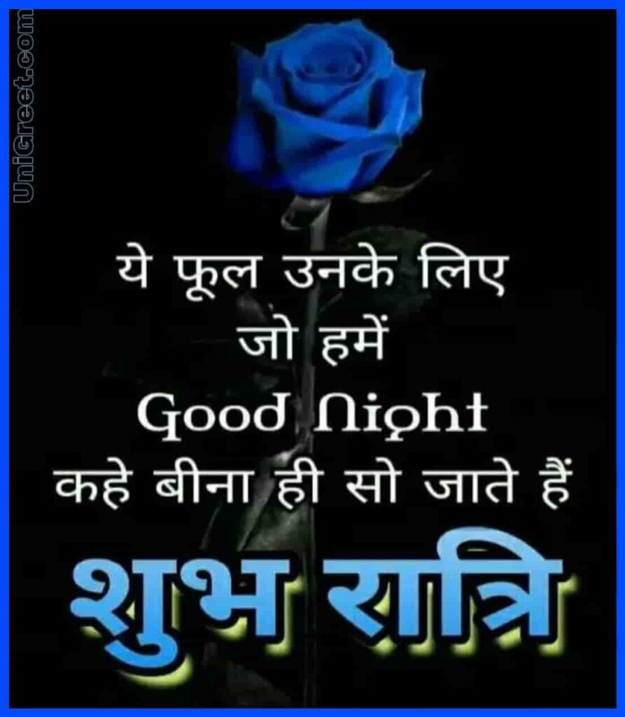 Blue rose good night image in hindi for WhatsApp