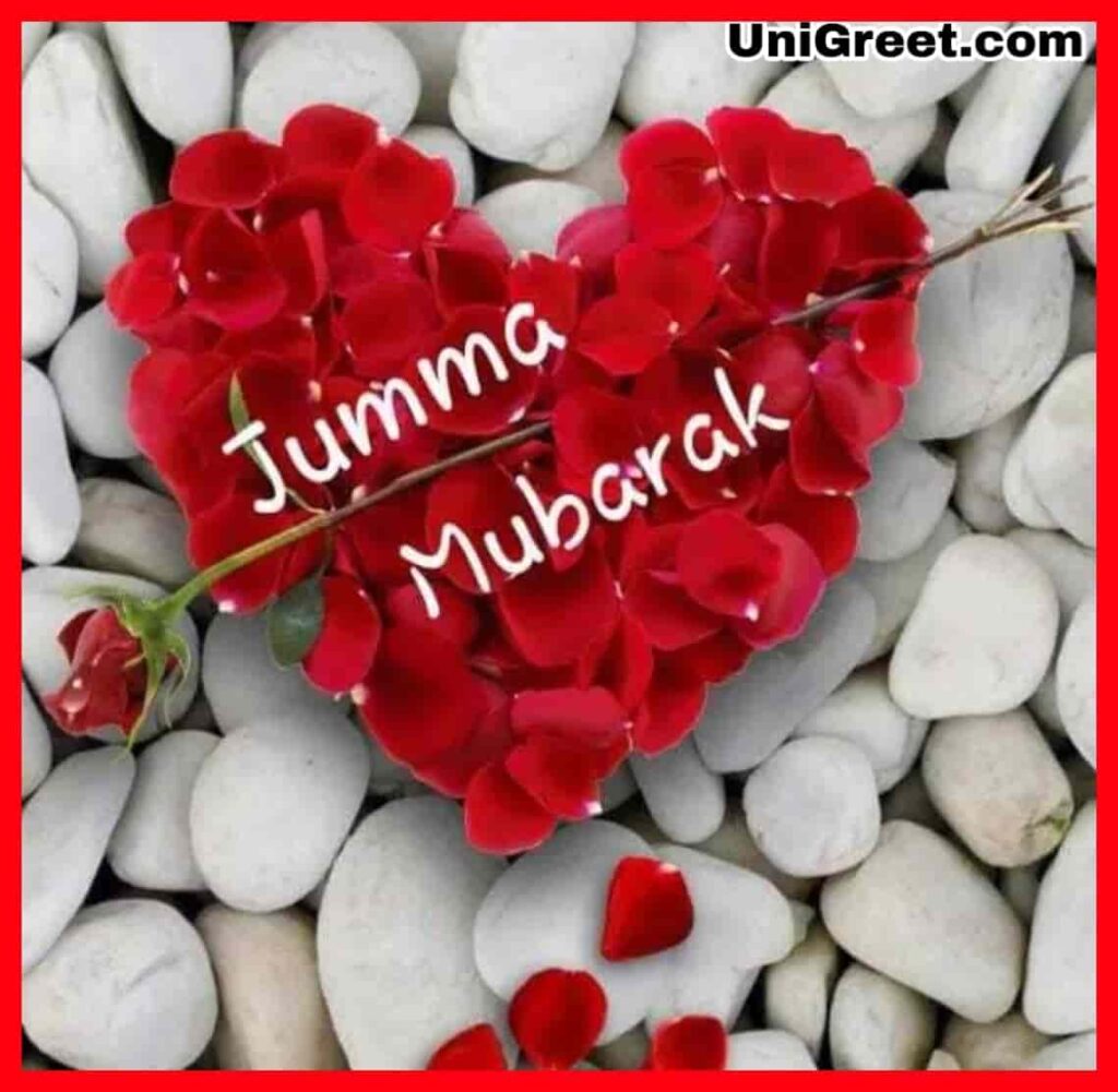 Jumma Mubarak image with beautiful red rose