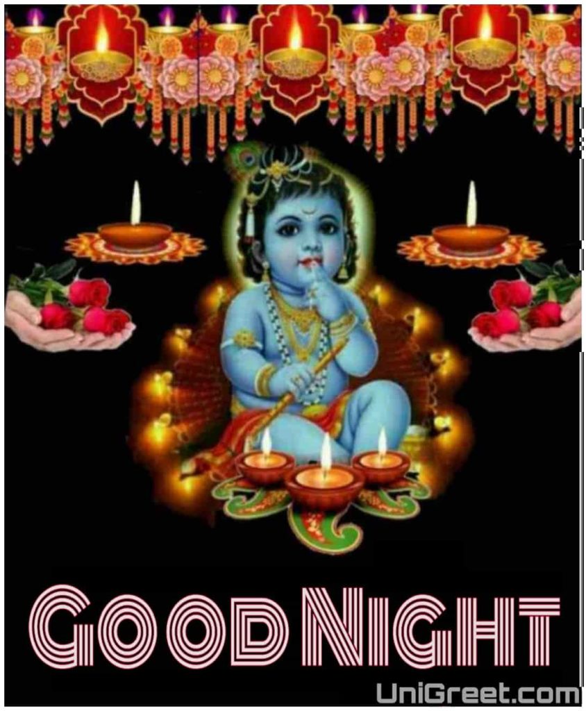 good night images with god krishna