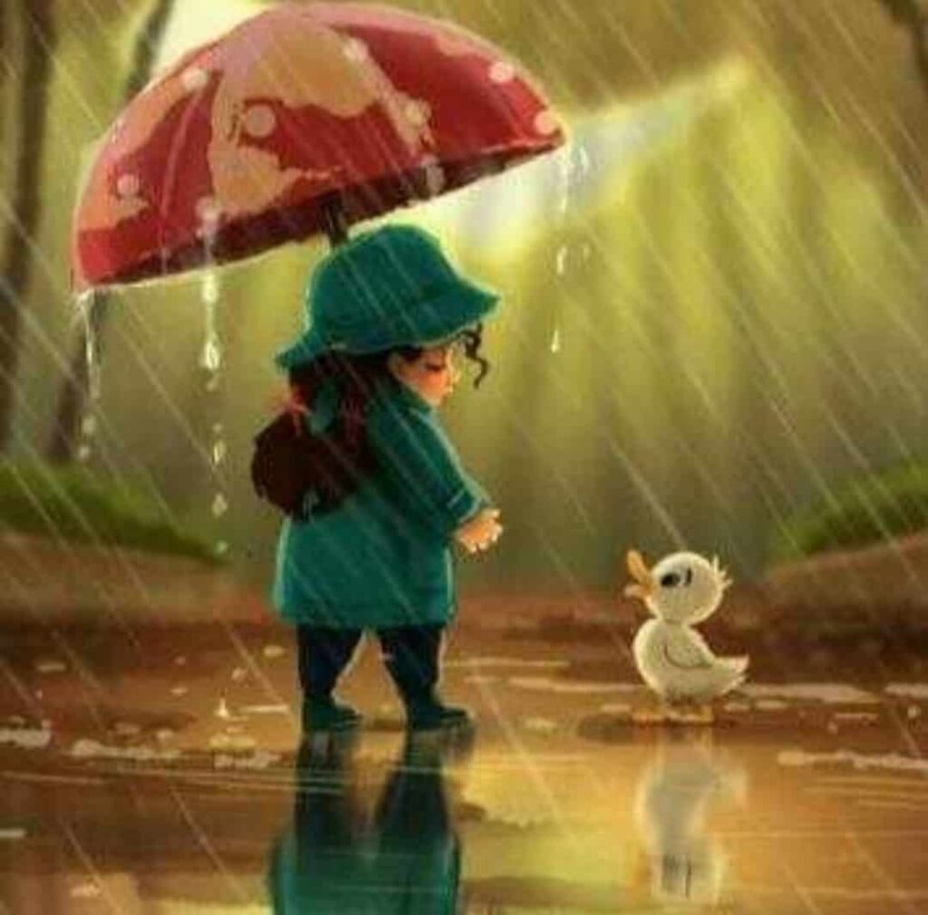 cartoon in rain images