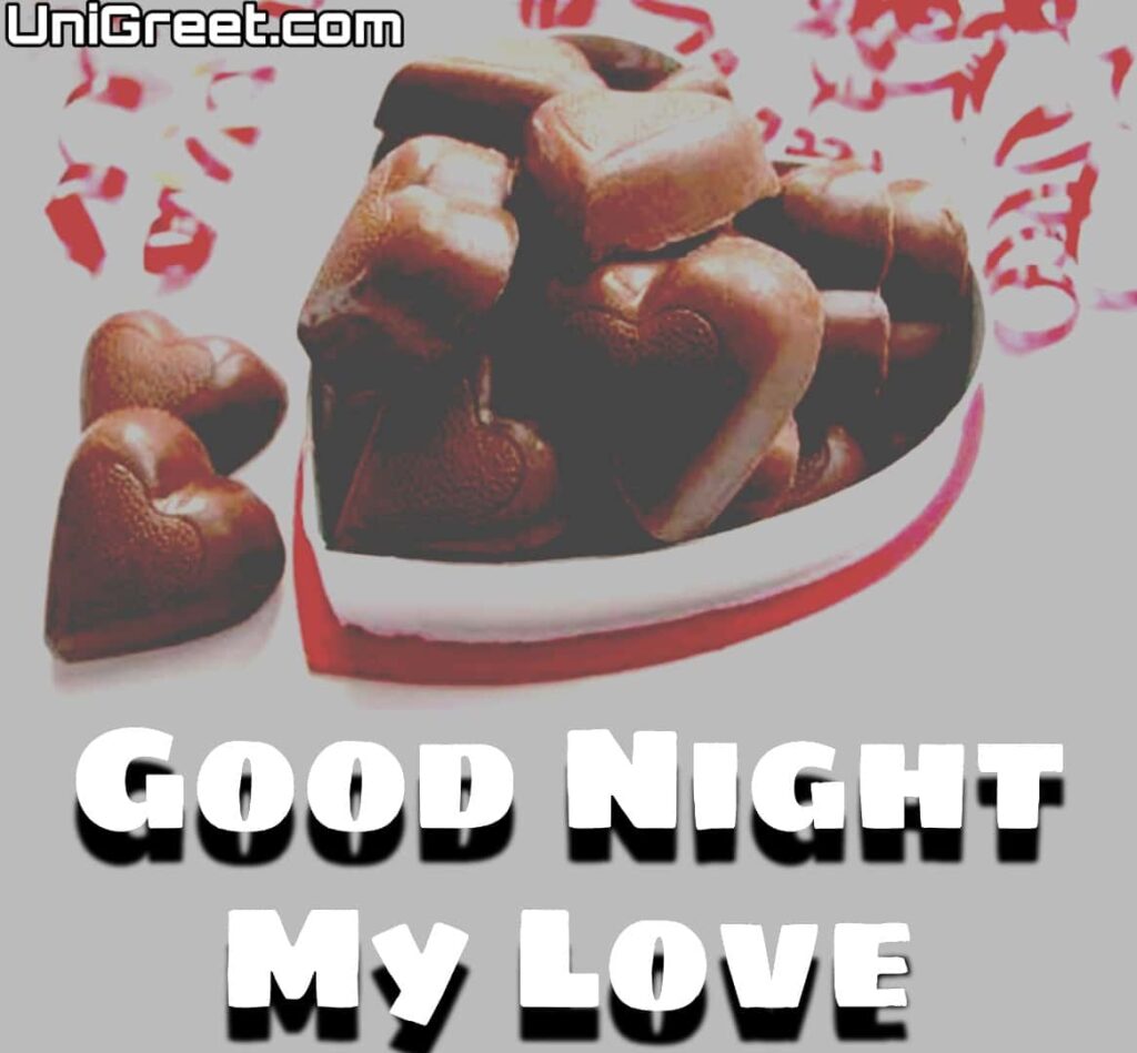 Good night my love image with chocolate