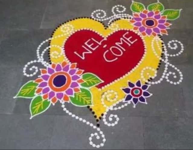 welcome rangoli simple 