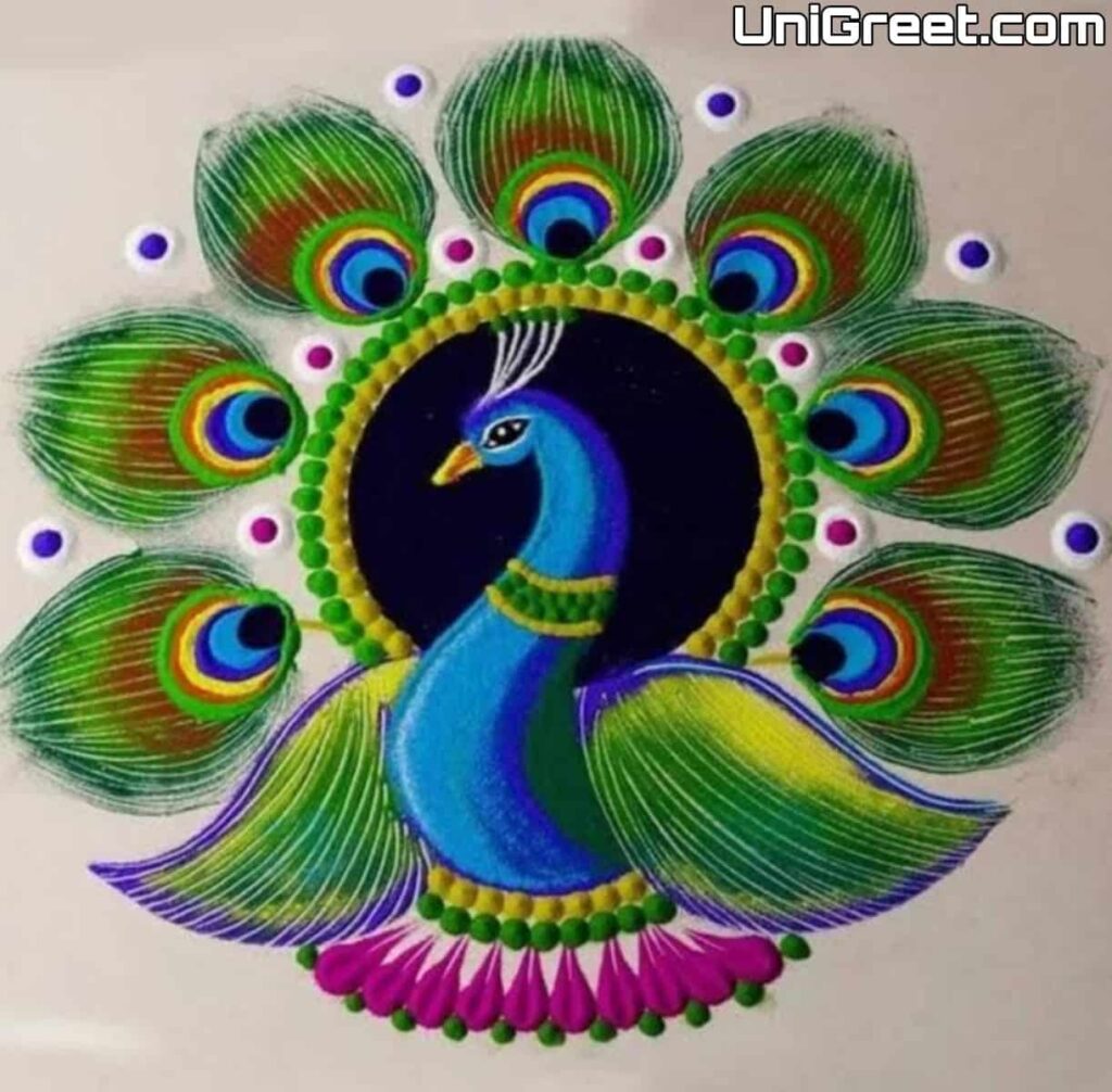peacock rangoli | easy
