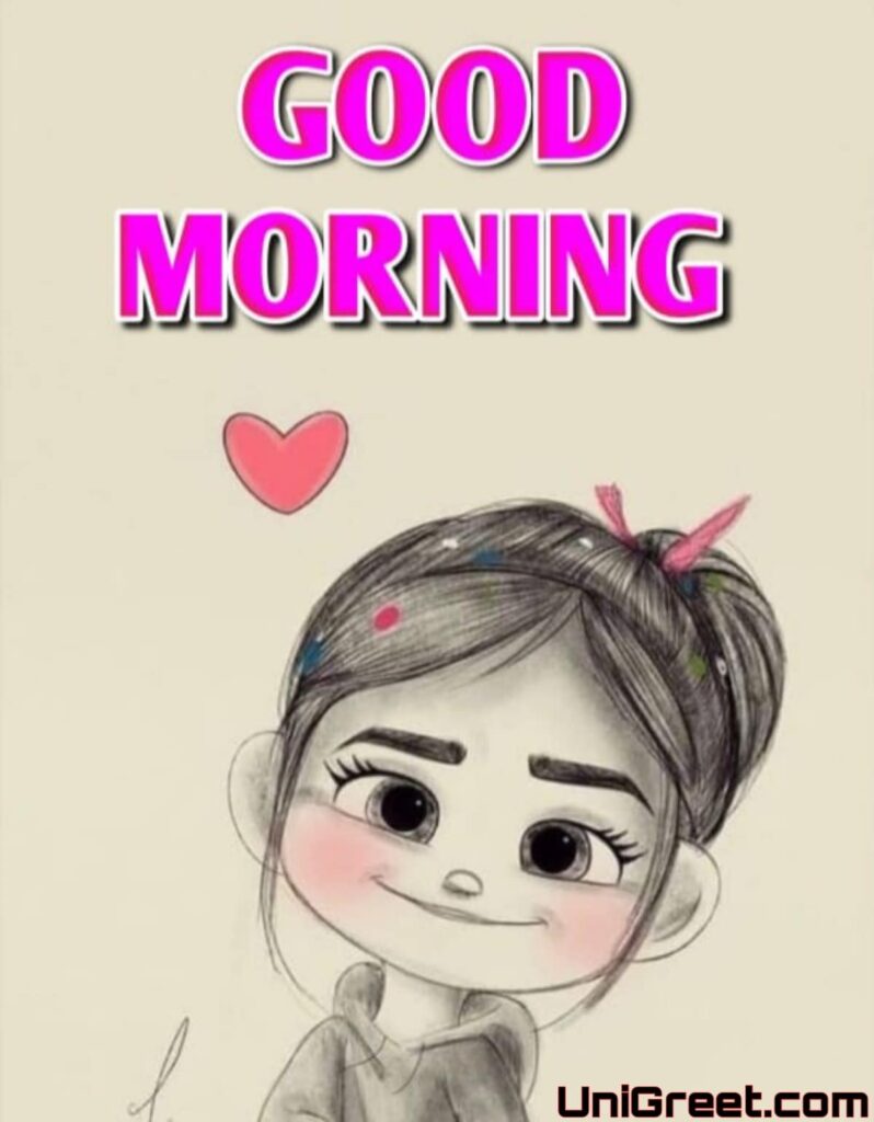 Good morning cute girl cartoon