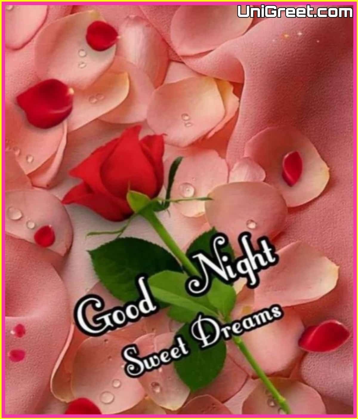 Good night image with sweet dreams to wish good night pic